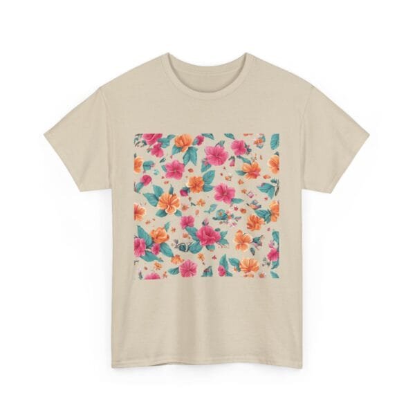 Floral Print Unisex Heavy Cotton Tee - Vibrant Spring Style - Image 13