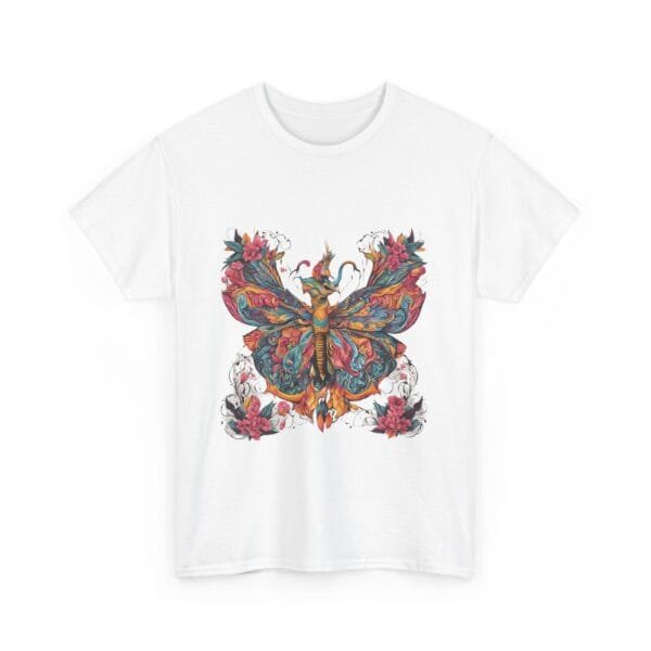 Colorful Butterfly Unisex Heavy Cotton Tee - Artistic Floral Design for Nature Lovers - Image 7