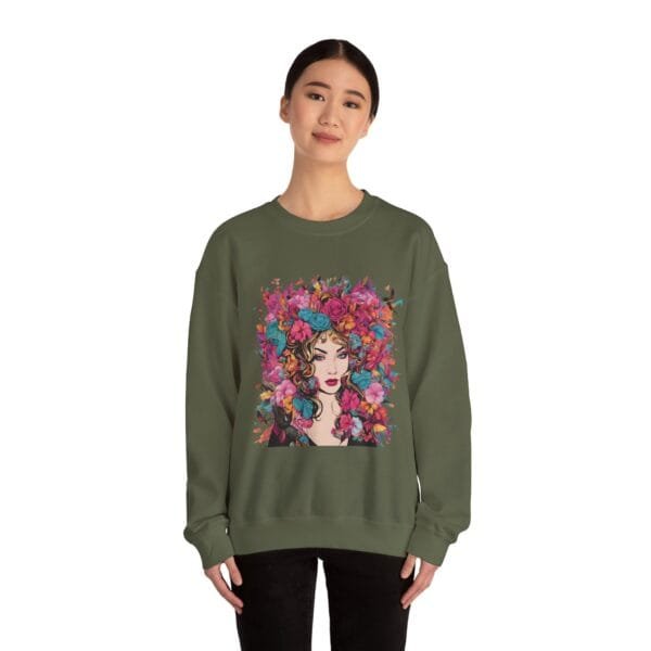 Floral Fantasy Unisex Crewneck Sweatshirt – Cozy Botanical Art Apparel - Image 5