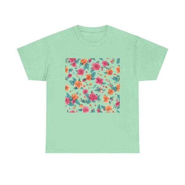 Floral Print Unisex Heavy Cotton Tee - Vibrant Spring Style - Image 27
