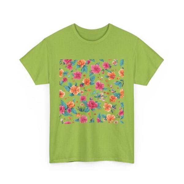 Floral Print Unisex Heavy Cotton Tee - Vibrant Spring Style - Image 25
