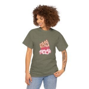 Feminine Floral Hand Design Unisex Heavy Cotton Tee