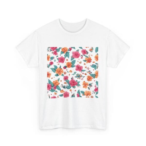 Floral Print Unisex Heavy Cotton Tee - Vibrant Spring Style - Image 9
