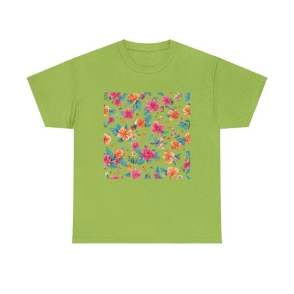 Floral Print Unisex Heavy Cotton Tee - Vibrant Spring Style - Image 23