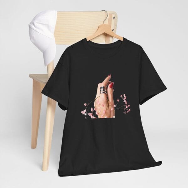 Chic Floral Hand Graphic Unisex Heavy Cotton Tee - Image 5