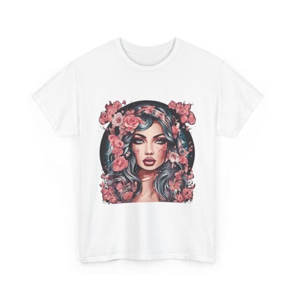 Floral Portrait Unisex Heavy Cotton Tee - Vibrant and Trendy Graphic Top - Image 8