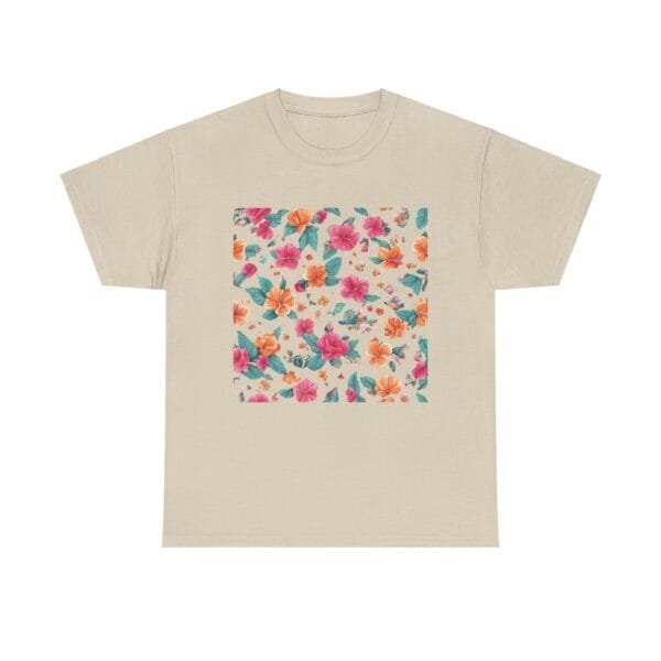 Floral Print Unisex Heavy Cotton Tee - Vibrant Spring Style - Image 11