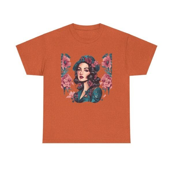 Floral Goddess Unisex Heavy Cotton Tee - Vibrant Boho Style Tee for Everyday Wear - Image 12