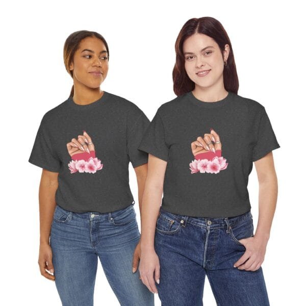 Feminine Floral Hand Design Unisex Heavy Cotton Tee - Image 12
