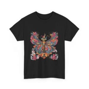 Colorful Butterfly Unisex Heavy Cotton Tee - Artistic Floral Design for Nature Lovers