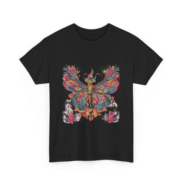 Colorful Butterfly Unisex Heavy Cotton Tee - Artistic Floral Design for Nature Lovers
