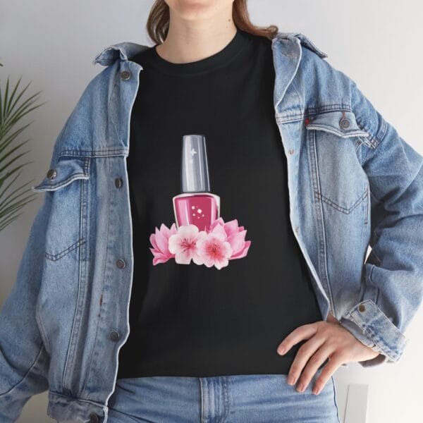 Chic Nail Polish Floral Unisex Heavy Cotton Tee - Image 6