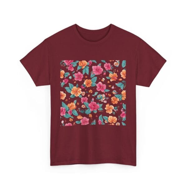 Floral Print Unisex Heavy Cotton Tee - Vibrant Spring Style - Image 33