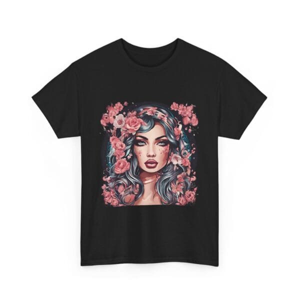 Floral Portrait Unisex Heavy Cotton Tee - Vibrant and Trendy Graphic Top - Image 13