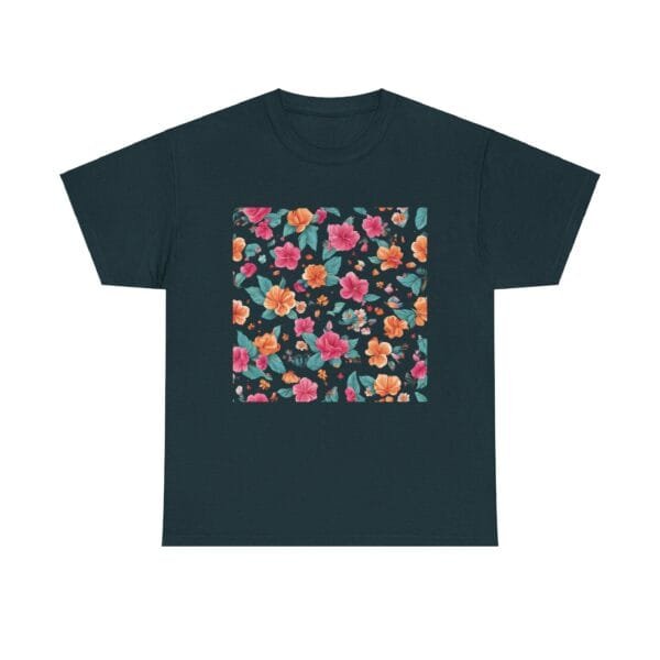 Floral Print Unisex Heavy Cotton Tee - Vibrant Spring Style - Image 2