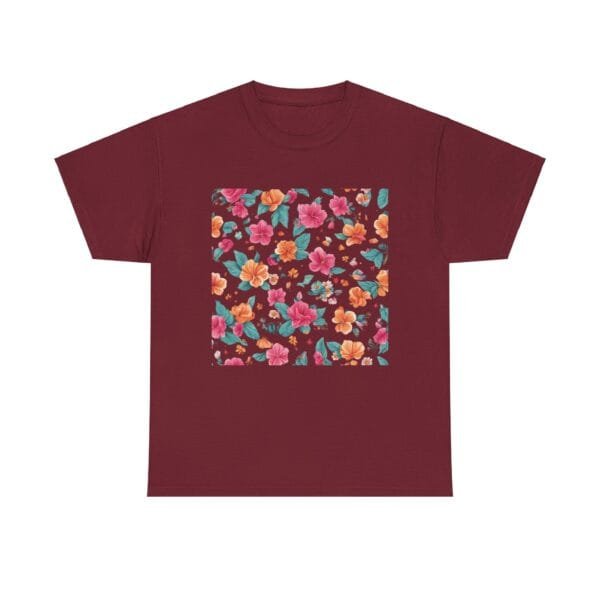 Floral Print Unisex Heavy Cotton Tee - Vibrant Spring Style - Image 31