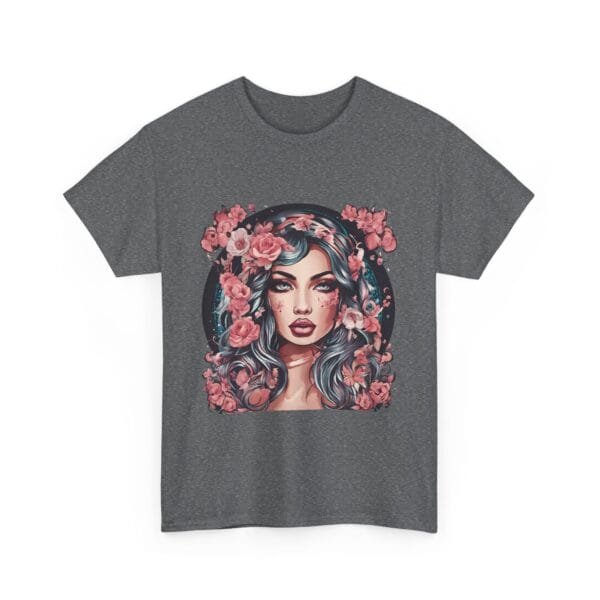 Floral Portrait Unisex Heavy Cotton Tee - Vibrant and Trendy Graphic Top - Image 17