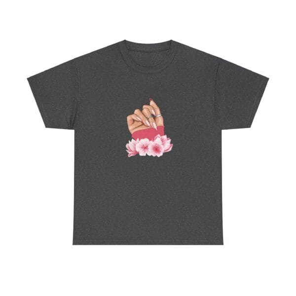 Feminine Floral Hand Design Unisex Heavy Cotton Tee - Image 7