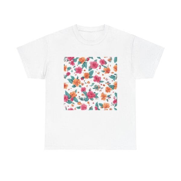 Floral Print Unisex Heavy Cotton Tee - Vibrant Spring Style - Image 7
