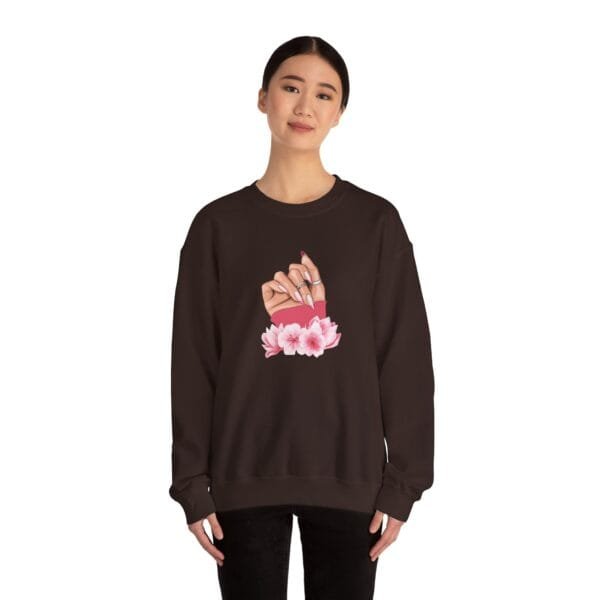 Floral Hand Graphic Unisex Heavy Blend Crewneck Sweatshirt - Image 4