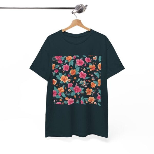 Floral Print Unisex Heavy Cotton Tee - Vibrant Spring Style - Image 6