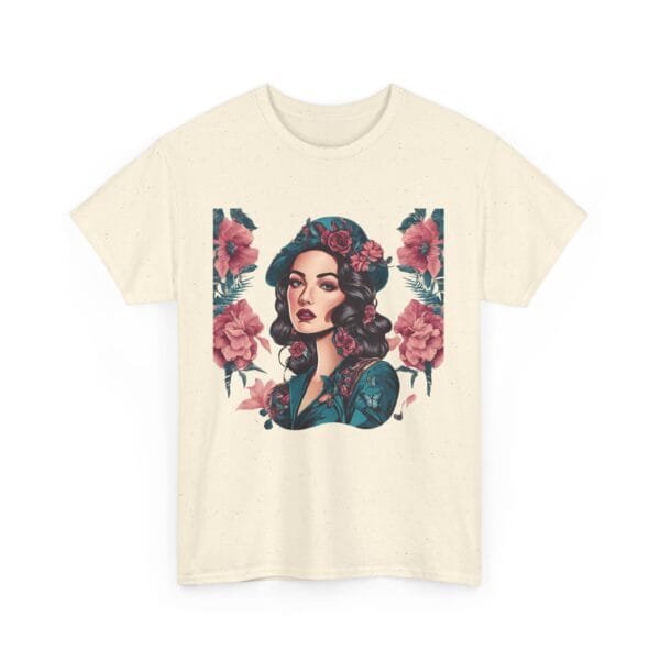 Floral Goddess Unisex Heavy Cotton Tee - Vibrant Boho Style Tee for Everyday Wear - Image 4