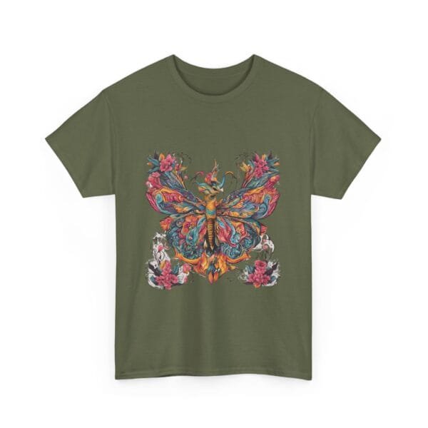 Colorful Butterfly Unisex Heavy Cotton Tee - Artistic Floral Design for Nature Lovers - Image 11