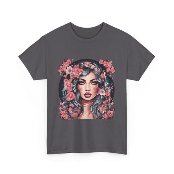 Floral Portrait Unisex Heavy Cotton Tee - Vibrant and Trendy Graphic Top - Image 21
