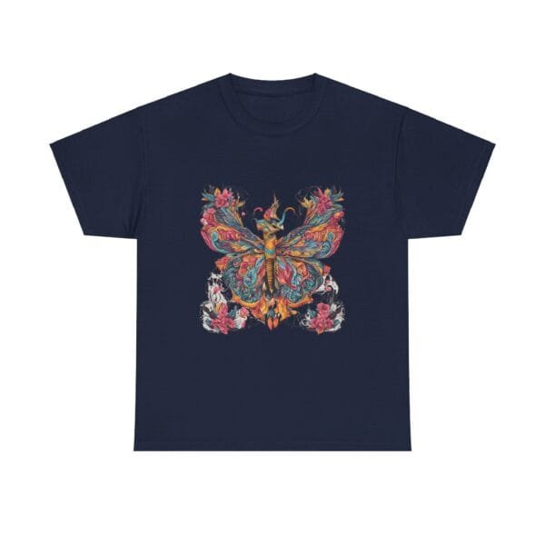 Colorful Butterfly Unisex Heavy Cotton Tee - Artistic Floral Design for Nature Lovers - Image 13