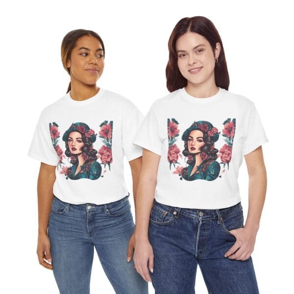 Floral Goddess Unisex Heavy Cotton Tee - Vibrant Boho Style Tee for Everyday Wear - Image 11
