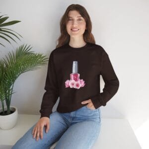 Floral Nail Polish Crewneck Sweatshirt - Fashionable & Cozy
