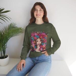 Floral Fantasy Unisex Crewneck Sweatshirt – Cozy Botanical Art Apparel
