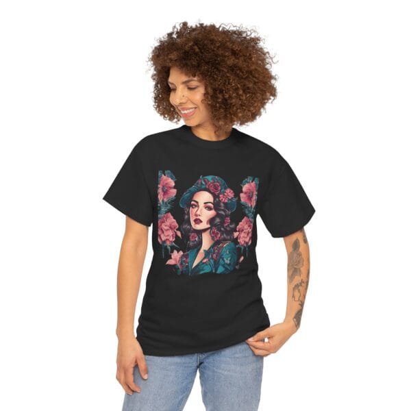 Floral Goddess Unisex Heavy Cotton Tee - Vibrant Boho Style Tee for Everyday Wear - Image 21