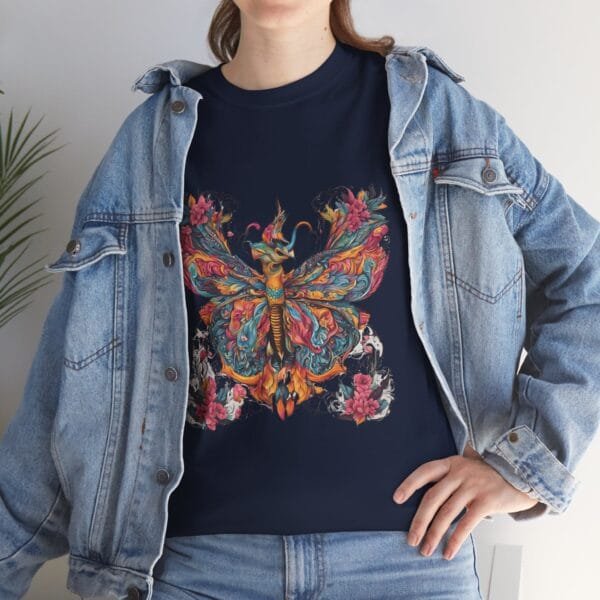 Colorful Butterfly Unisex Heavy Cotton Tee - Artistic Floral Design for Nature Lovers - Image 17