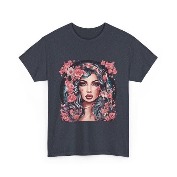 Floral Portrait Unisex Heavy Cotton Tee - Vibrant and Trendy Graphic Top - Image 25