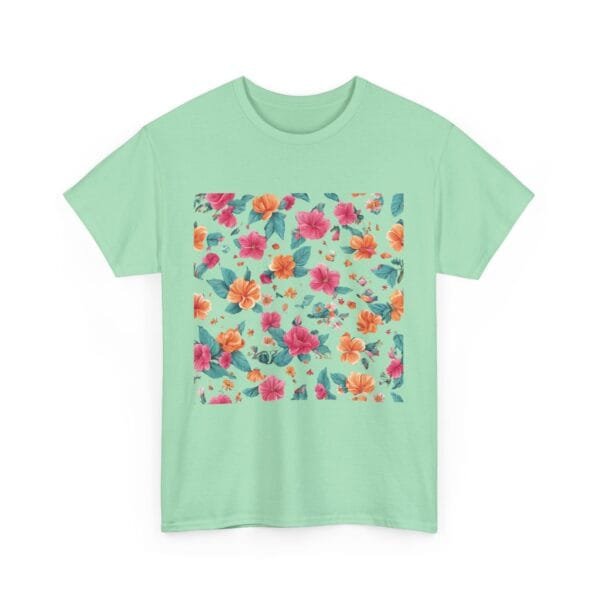 Floral Print Unisex Heavy Cotton Tee - Vibrant Spring Style - Image 29