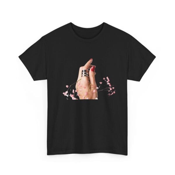 Chic Floral Hand Graphic Unisex Heavy Cotton Tee - Image 3