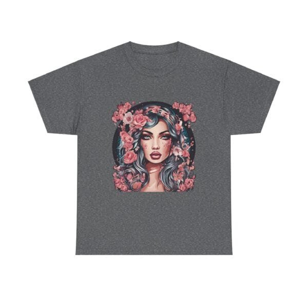 Floral Portrait Unisex Heavy Cotton Tee - Vibrant and Trendy Graphic Top - Image 15