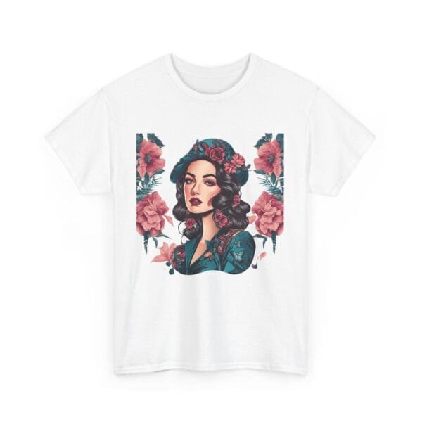 Floral Goddess Unisex Heavy Cotton Tee - Vibrant Boho Style Tee for Everyday Wear - Image 8