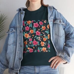 Floral Print Unisex Heavy Cotton Tee - Vibrant Spring Style