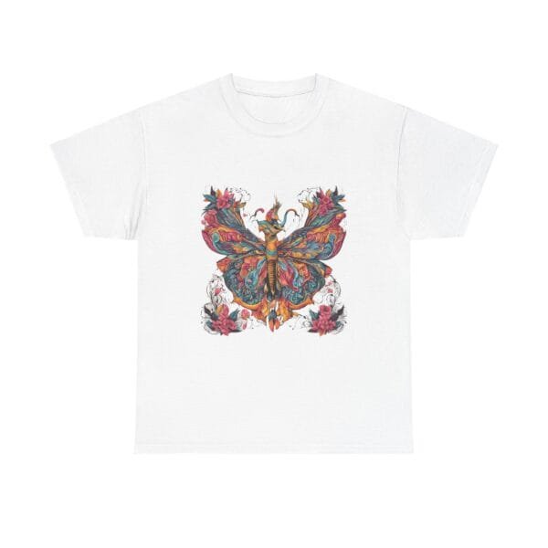 Colorful Butterfly Unisex Heavy Cotton Tee - Artistic Floral Design for Nature Lovers - Image 5