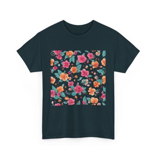 Floral Print Unisex Heavy Cotton Tee - Vibrant Spring Style - Image 4