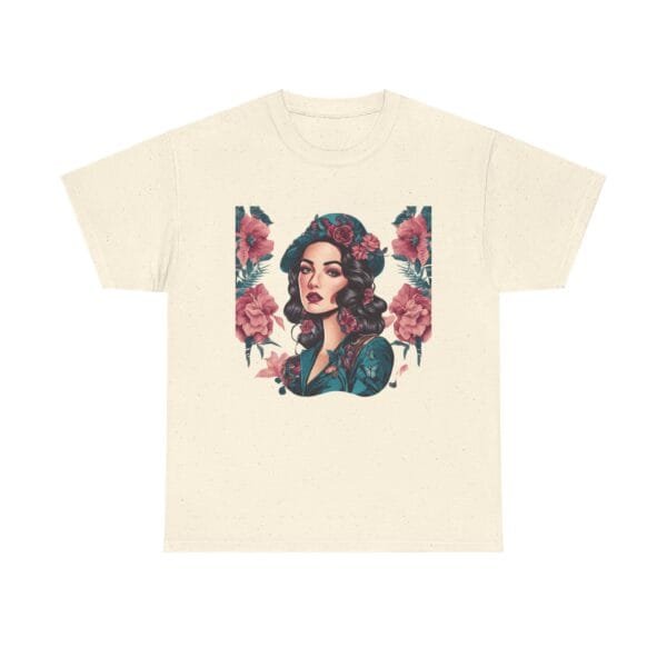 Floral Goddess Unisex Heavy Cotton Tee - Vibrant Boho Style Tee for Everyday Wear - Image 2