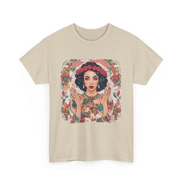 Bohemian Floral Graphic Unisex Heavy Cotton Tee - Image 4