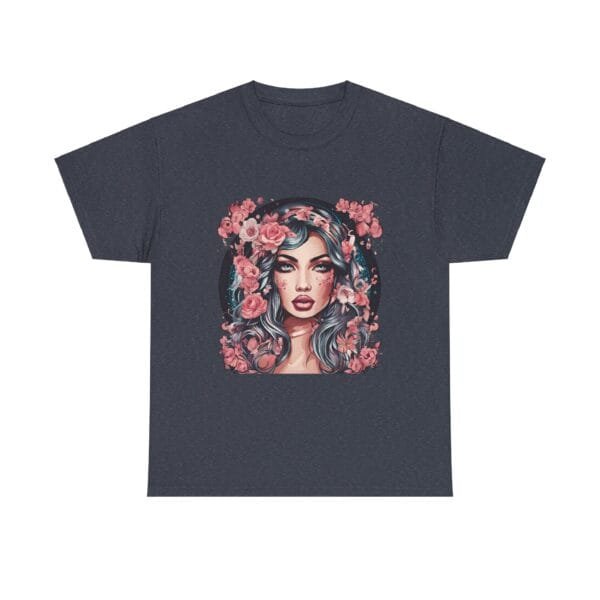 Floral Portrait Unisex Heavy Cotton Tee - Vibrant and Trendy Graphic Top - Image 23