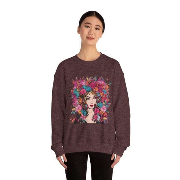 Floral Fantasy Unisex Crewneck Sweatshirt – Cozy Botanical Art Apparel - Image 9