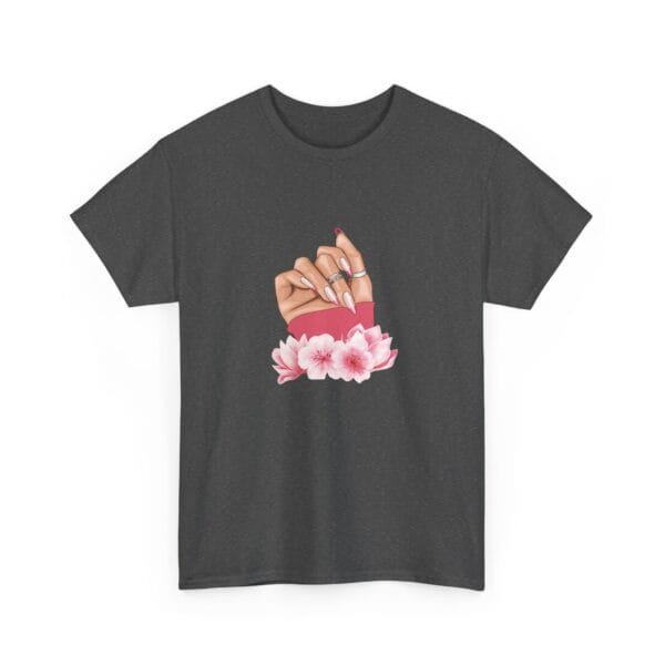 Feminine Floral Hand Design Unisex Heavy Cotton Tee - Image 9